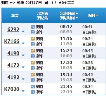 今天鹤岗一佳木斯列车时间表(1)