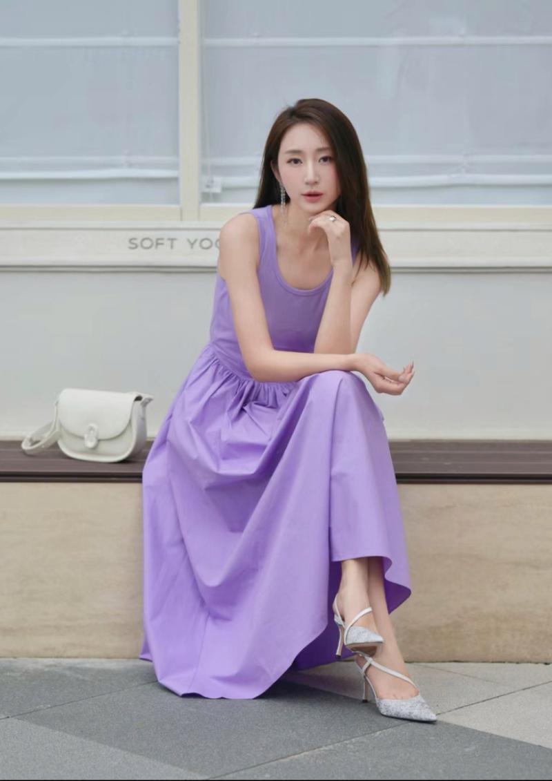 紫色长裙怎么搭配好看(1)