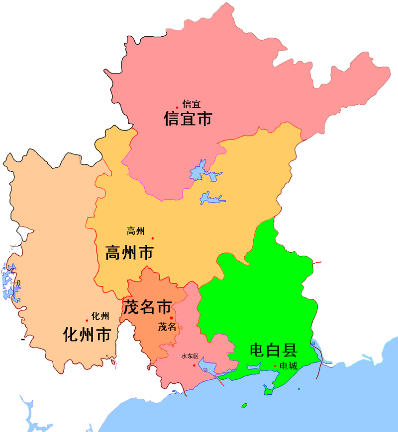 茂名下辖几个县市