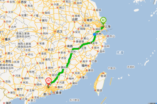 广州到上海到底有多少公里